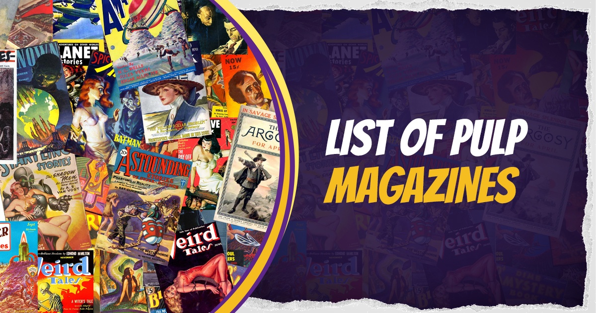 featured image that says list of pulp magazines